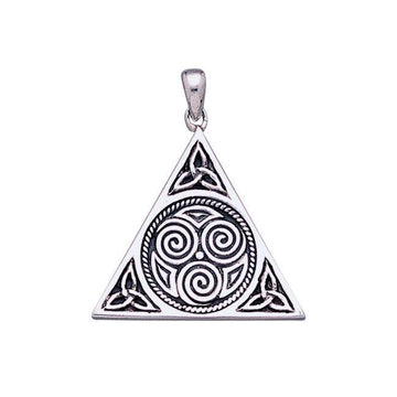 Celtic Triskele Silver Pyramid Pendant TP441 - Jewelry